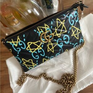 Gucci Black and Yellow Patterned Women's Bag